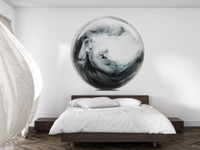 Load image into Gallery viewer, Abstract Black Sphere Wall Mural, Minimalist Wall Art, Modern Zen Decor, Japandi Interior 428mv