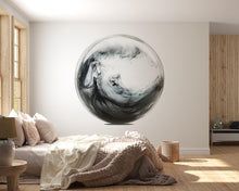 Load image into Gallery viewer, Abstract Black Sphere Wall Mural, Minimalist Wall Art, Modern Zen Decor, Japandi Interior 428mv