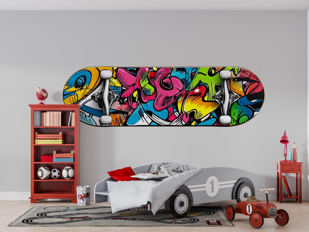 Graffiti Skateboard Art, Kids Skate Wall Decor, Colorful Street Art Print 440mv