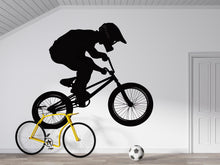 Load image into Gallery viewer, BMX Wall Art Silhouette, Bike Stunt Decor, Boys Room Sports Art 441mv