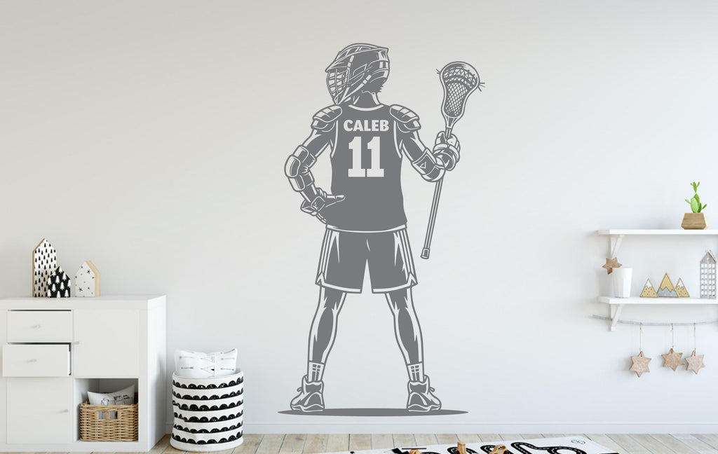 Custom Name Lacrosse Wall Decal, Kids Room Decor