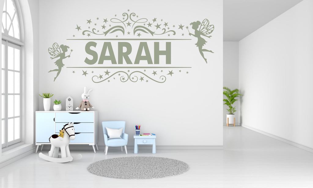 Personalized Fairy Name Wall Decal | Custom Children Name Wall Art | Magical Nursery Decor | Fairy Tale Bedroom Vinyl Sticker 734LU