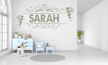 Load image into Gallery viewer, Personalized Fairy Name Wall Decal | Custom Children Name Wall Art | Magical Nursery Decor | Fairy Tale Bedroom Vinyl Sticker 734LU