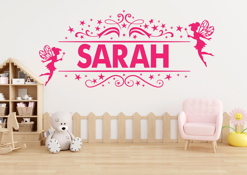 Personalized Fairy Name Wall Decal | Custom Children Name Wall Art | Magical Nursery Decor | Fairy Tale Bedroom Vinyl Sticker 734LU