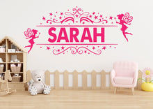 Load image into Gallery viewer, Personalized Fairy Name Wall Decal | Custom Children Name Wall Art | Magical Nursery Decor | Fairy Tale Bedroom Vinyl Sticker 734LU
