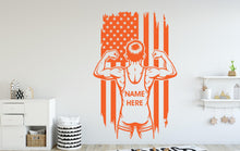 Load image into Gallery viewer, Custom Name Wrestler Wall Decal, Wrestling American Flag Kids Room Decor