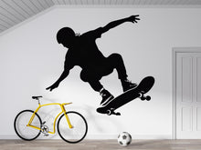 Load image into Gallery viewer, Skateboard Wall Decal Skateboarder Silhouette Wall Art Skater Room Decor Teen Wall Sticker 449mv