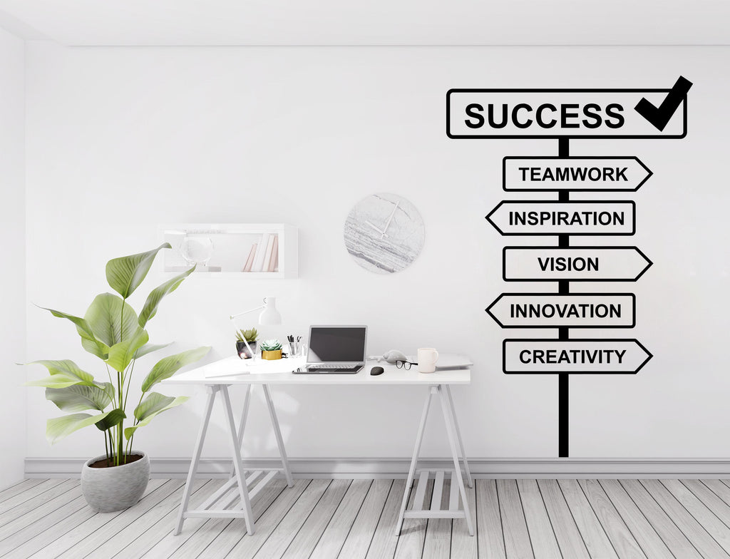 Success Wall Decal | Motivational Office Wall Art | Strategy Creativity Idea Concept Teamwork Vision Quote | Classroom Business Decor 735LU