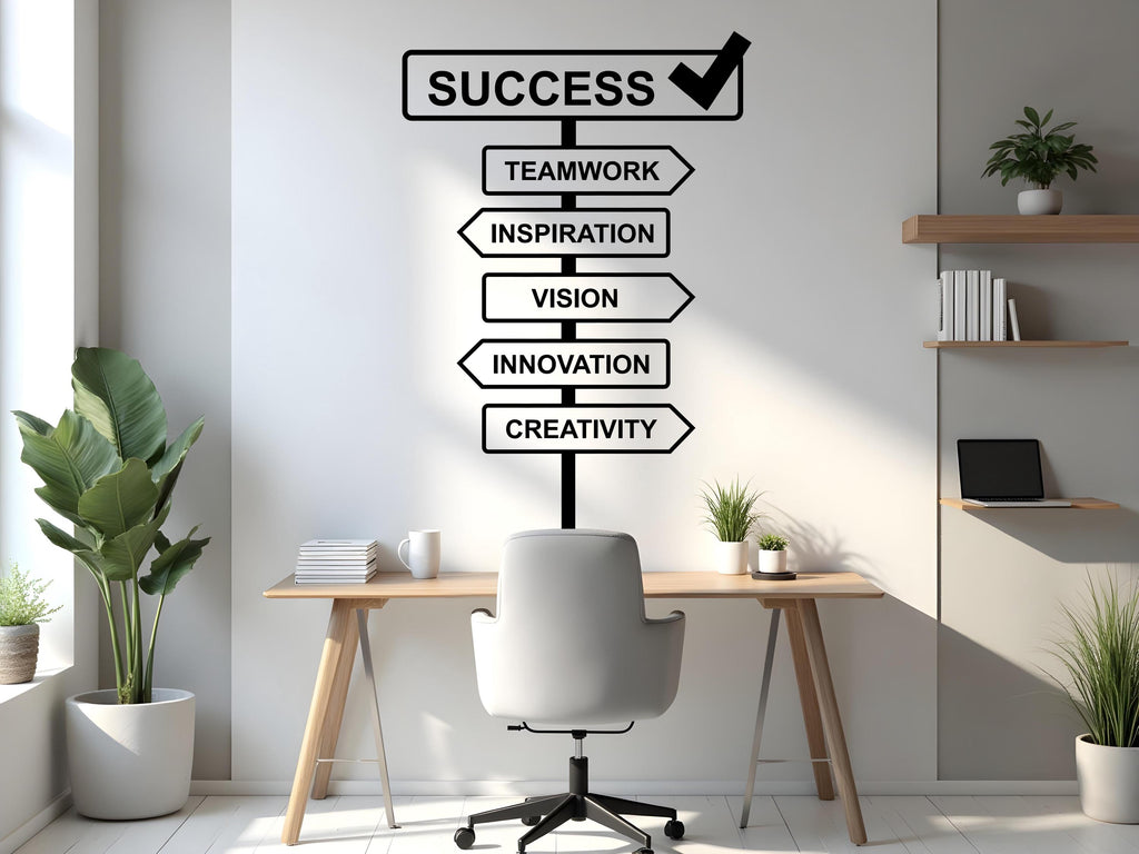 Success Wall Decal | Motivational Office Wall Art | Strategy Creativity Idea Concept Teamwork Vision Quote | Classroom Business Decor 735LU