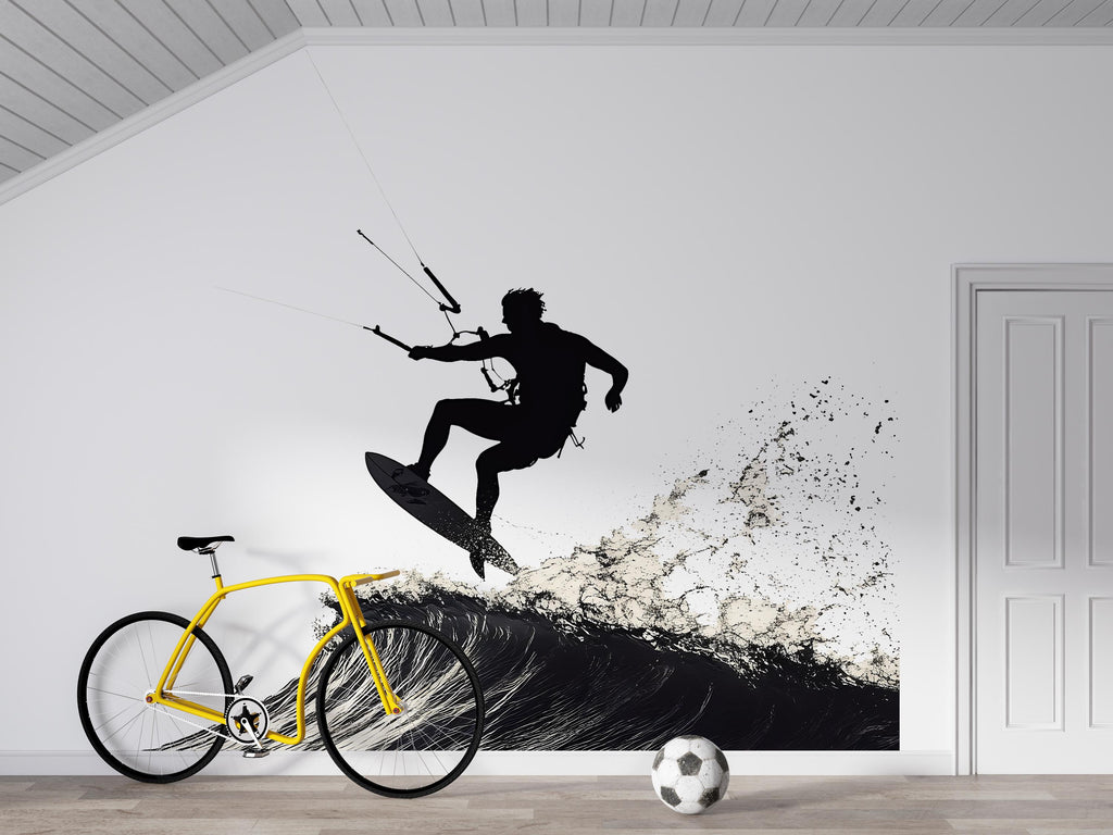 Kitesurf Wall Decal Kiteboarding Silhouette Wall Art Ocean Sports Room Decor 454mv