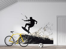 Load image into Gallery viewer, Kitesurf Wall Decal Kiteboarding Silhouette Wall Art Ocean Sports Room Decor 454mv