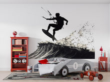 Load image into Gallery viewer, Kitesurf Wall Decal Kiteboarding Silhouette Wall Art Ocean Sports Room Decor 454mv