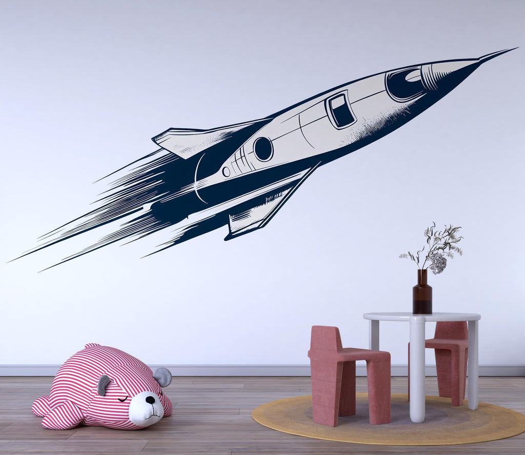 Rocket Wall Decal Minimal Space Nursery Wall Art Kids Room Decor 464mv
