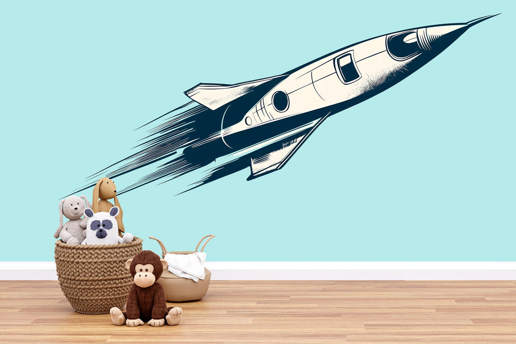 Rocket Wall Decal Minimal Space Nursery Wall Art Kids Room Decor 464mv