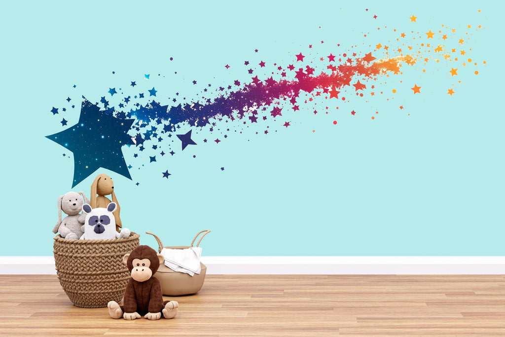 Shooting Star Wall Decal Rainbow Star Nursery Wall Art Kids Room 466mv