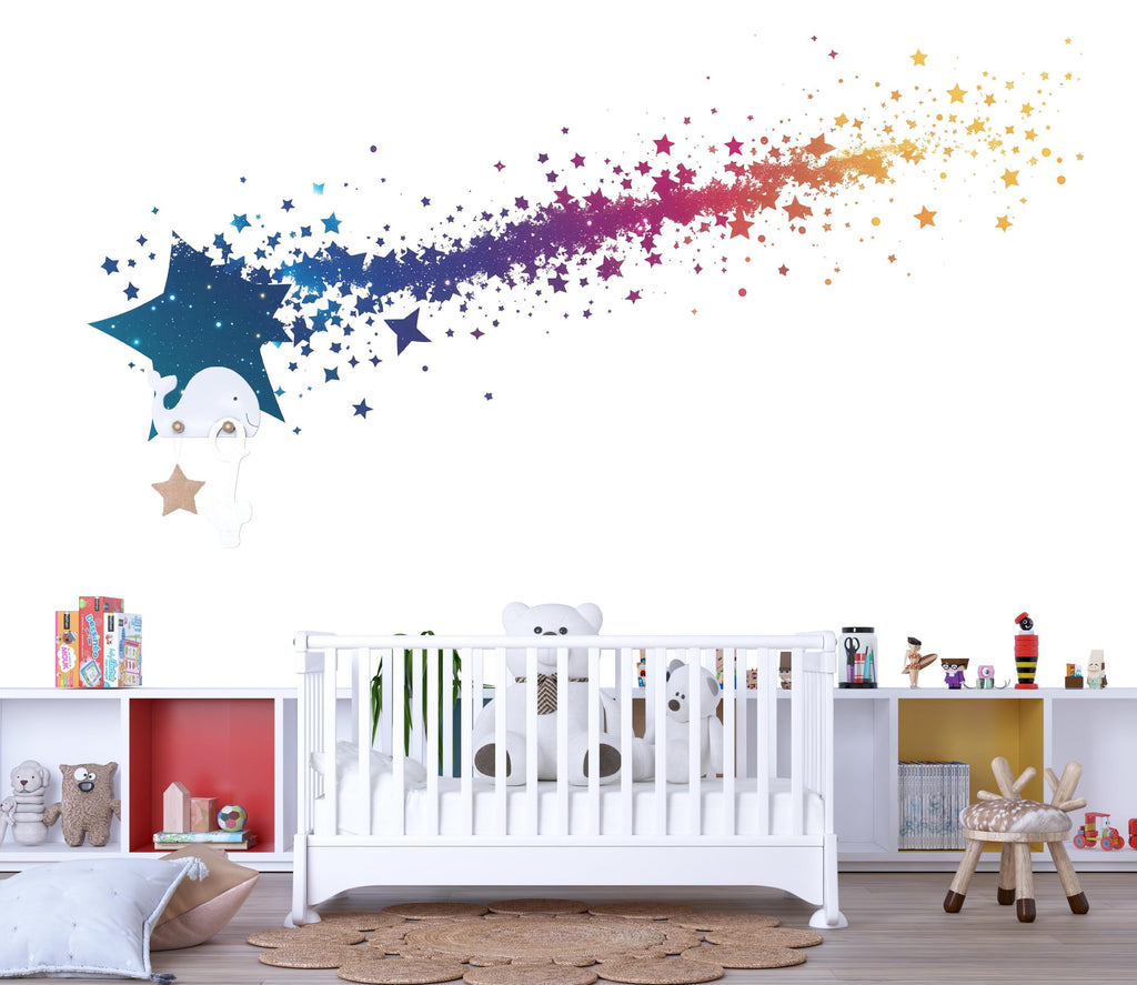 Shooting Star Wall Decal Rainbow Star Nursery Wall Art Kids Room 466mv