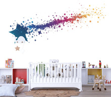 Load image into Gallery viewer, Shooting Star Wall Decal Rainbow Star Nursery Wall Art Kids Room 466mv