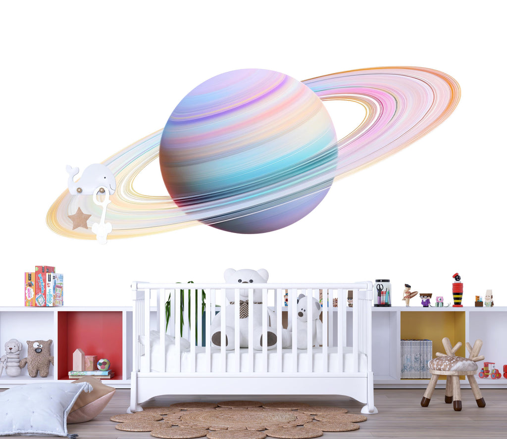 Saturn Wall Decal Pastel Planet Nursery Wall Art Space Kids Decor 467mv