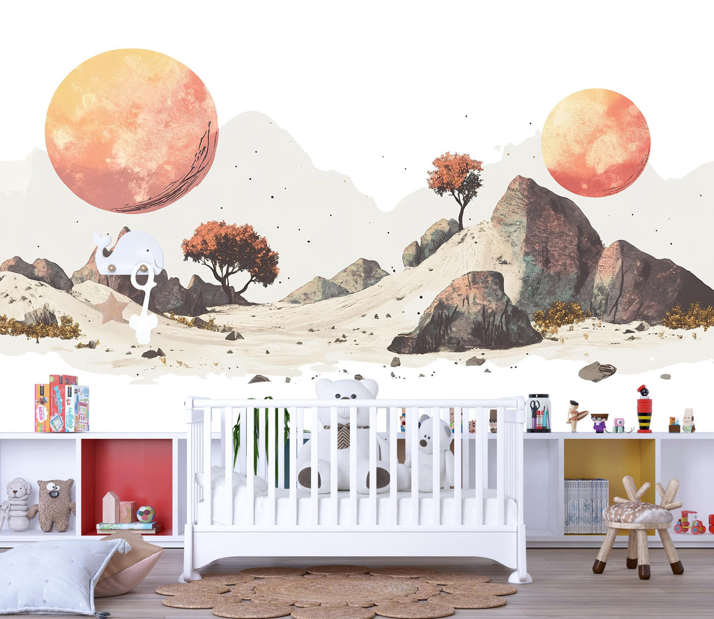 Desert Landscape Wall Decal Boho Nursery Wall Art Kids Room Decor 470mv