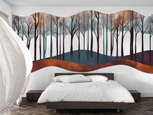 Load image into Gallery viewer, Abstract Forest Wave Wall Decal Sticker | Modern Woodland Wall Art | Minimalist Tree Landscape | Scandinavian Bedroom Decor