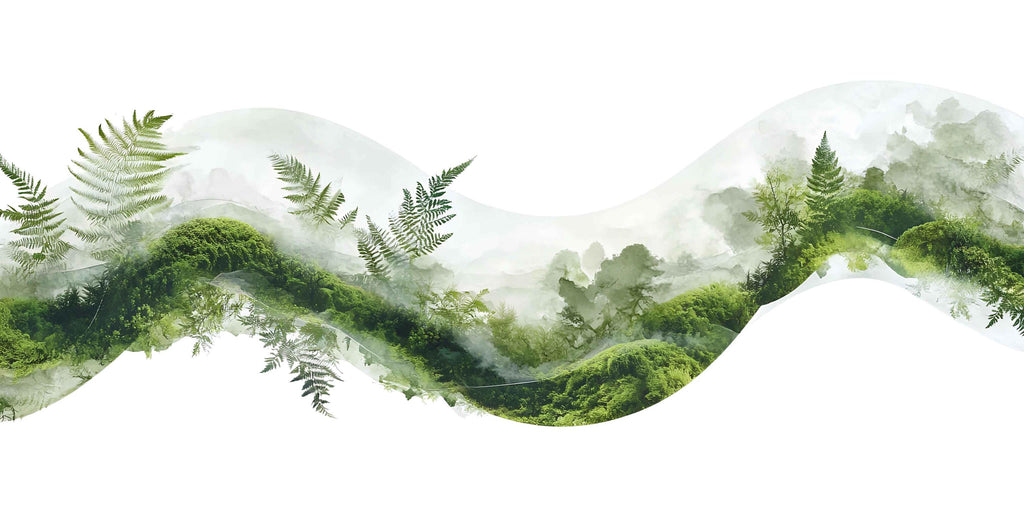 Green Moss Forest Wave Wall Decal Sticker | Botanical Nature Wall Art | Organic Forest Wall Decor | Minimalist Bedroom Wall Mural