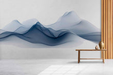 Load image into Gallery viewer, Abstract Mountain Wall Decal Sticker | Blue Wave Landscape Wall Art | Modern Minimal Wall Decor | Neutral Bedroom Wall Mural