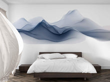 Load image into Gallery viewer, Abstract Mountain Wall Decal Sticker | Blue Wave Landscape Wall Art | Modern Minimal Wall Decor | Neutral Bedroom Wall Mural