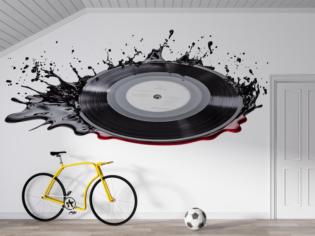 Vinyl Record Splash Wall Decal Wallpaper Music Wall Sticker DJ Room Decor Record Wall Art Teen Boy Bedroom Music Lover Gift Soundwave