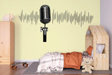 Load image into Gallery viewer, Microphone Soundwave Wall Decal Wallpaper Music Studio Wall Sticker Podcast Decor Singer Room Wall Art Teen Boy Bedroom DJ Wallpaper