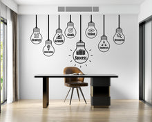 Load image into Gallery viewer, Business Motivation Wall Decal – Strategy Growth Goals Vision Success – Lightbulb Office Wall Sticker, Entrepreneur &amp; Startup Decor 736LU
