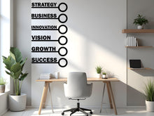 Load image into Gallery viewer, Business Motivation Wall Decal – Strategy Growth Innovation Vision Success – Lightbulb Office Wall Sticker, Entrepreneur Startup Decor 737LU