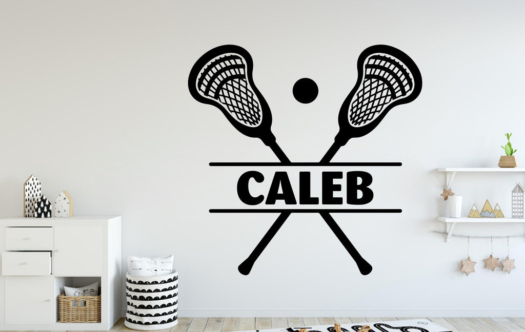 Custom Name Lacrosse Wall Decal, Kids Room Decor