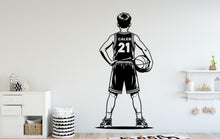 Load image into Gallery viewer, Personalized Basketball Boy Vinyl Wall Decal, Kids Room Decor, Custom Name