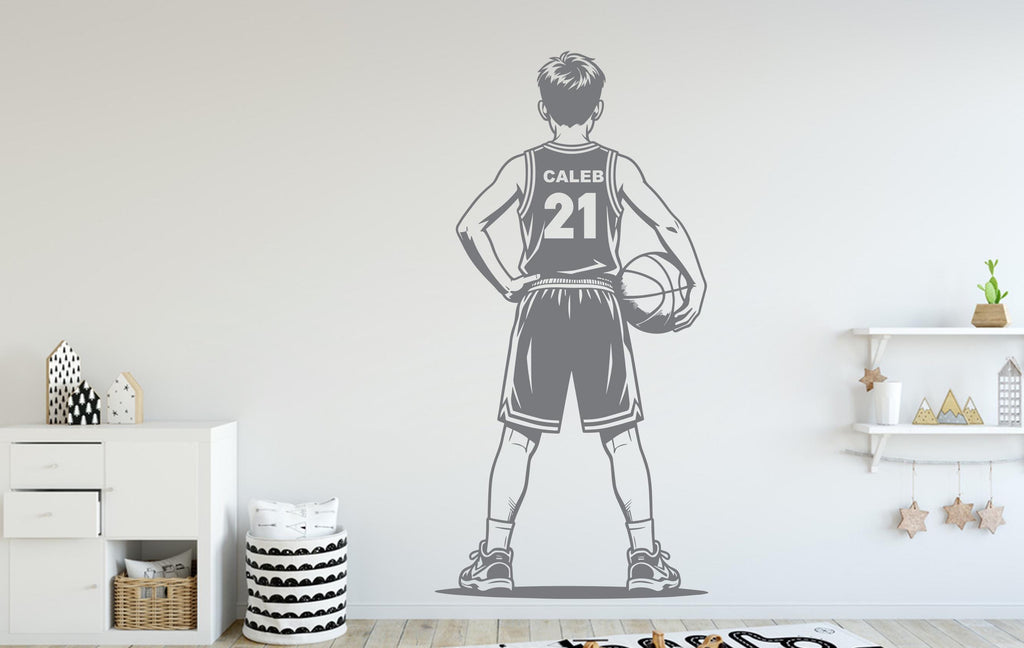 Personalized Basketball Boy Vinyl Wall Decal, Kids Room Decor, Custom Name
