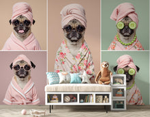 Load image into Gallery viewer, Grooming Salon Wallpaper | Dog Pug SPA Wall Mural