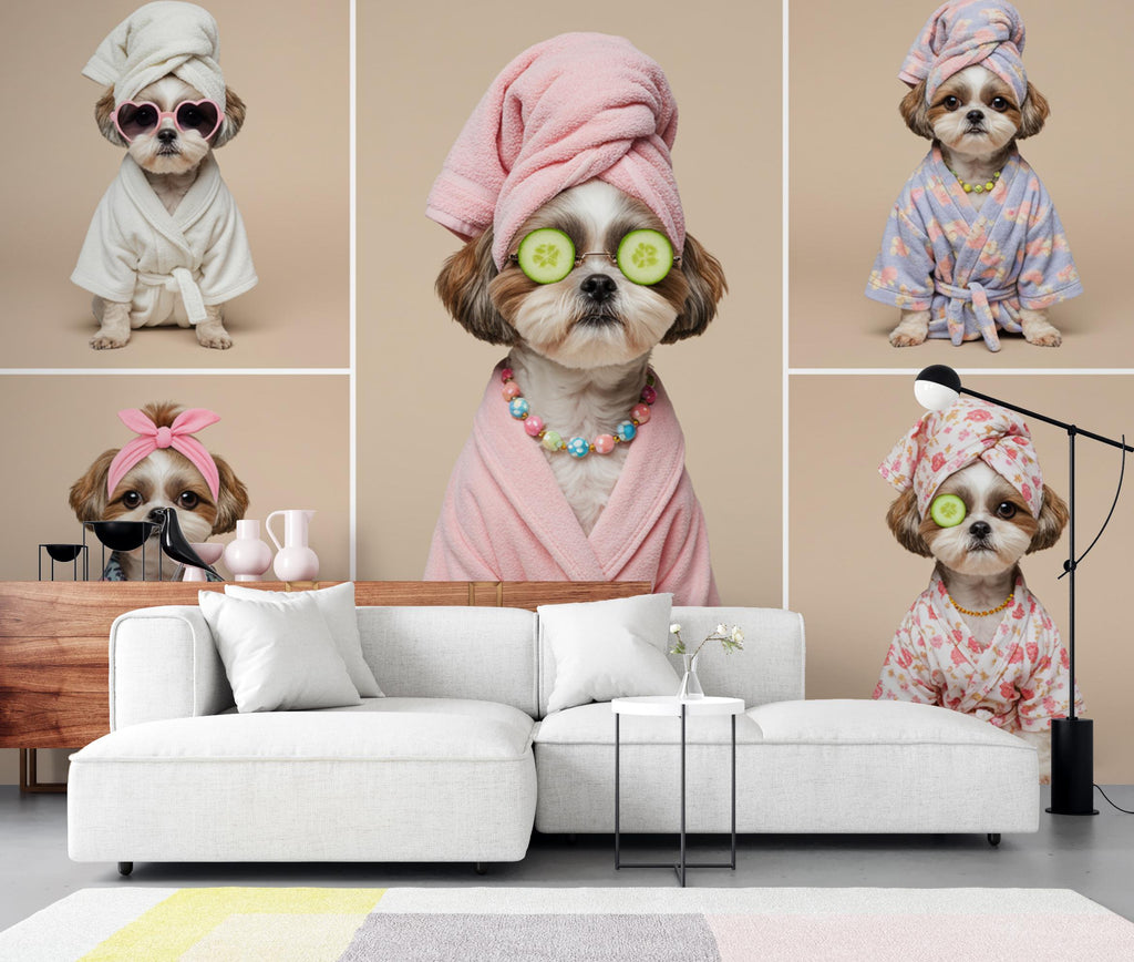 Grooming Salon Wallpaper | Dog Shih Tzu SPA Wall Mural