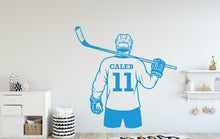 Load image into Gallery viewer, Custom Name Hockey Wall Decal, Kids Room Decor