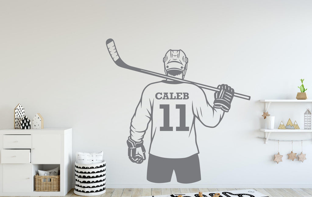 Custom Name Hockey Wall Decal, Kids Room Decor