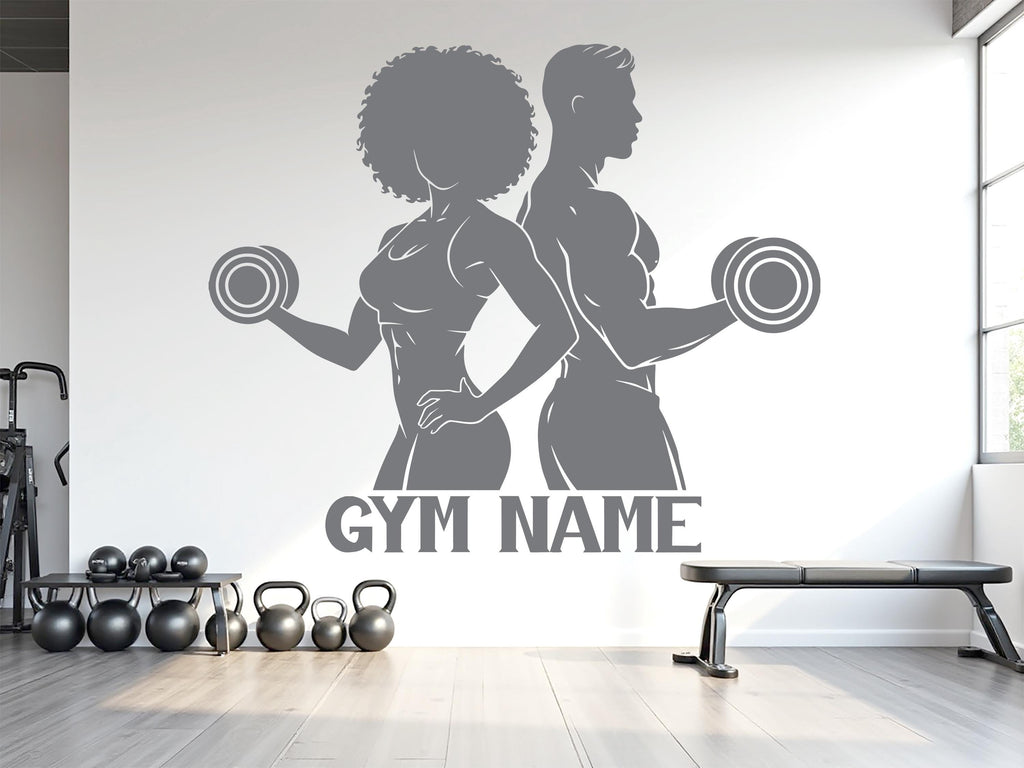 Couple Gym Wall Decal Fitness Wall Art Decor Gift Home Workout Sticker Motivational