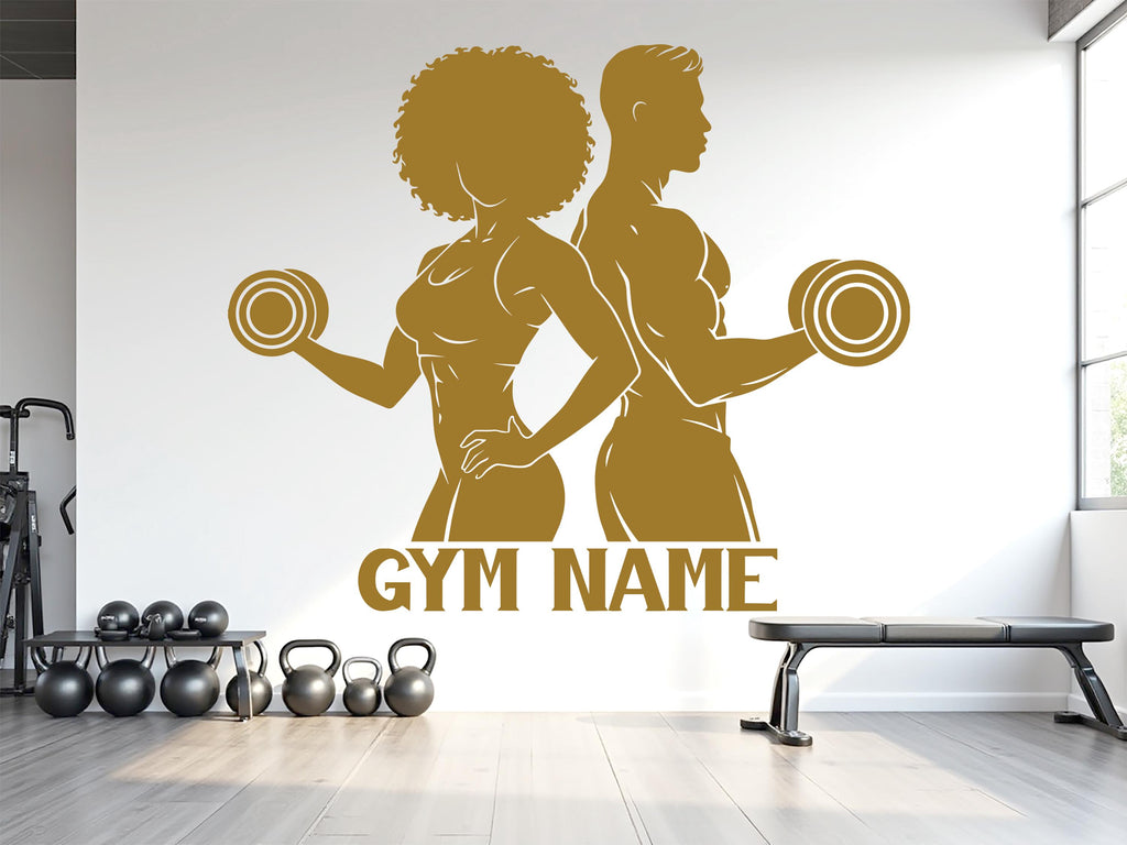 Couple Gym Wall Decal Fitness Wall Art Decor Gift Home Workout Sticker Motivational