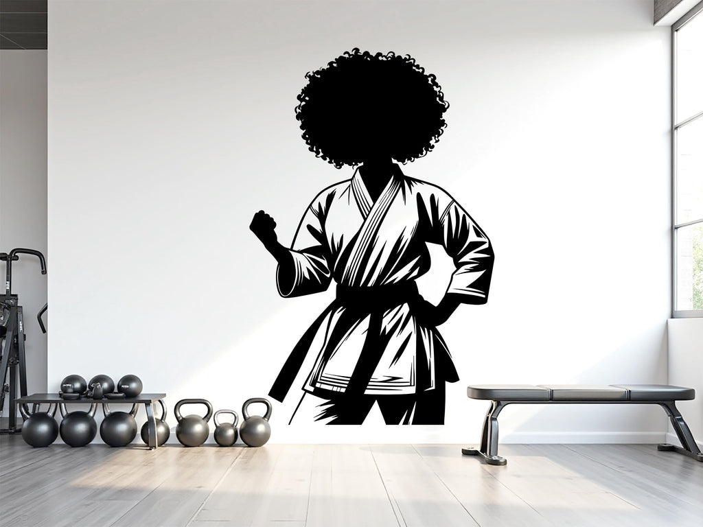 Karate Girl Wall Decal Girl Karate wall Decor Sport Art Vinyl Karate Wall Stickers Bedroom Gym Workout Girl Motivation wall art