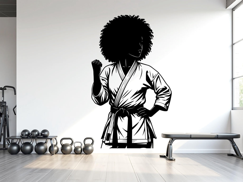 Karate Girl Wall Decal Girl Karate wall Decor Sport Art Vinyl Karate Wall Stickers Bedroom Gym Workout Girl Motivation wall art