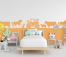 Load image into Gallery viewer, Farm Animals Wall Border Wall Decal, Scallop Decals, Farm Wall Decor Decal, Boho Nursery, Wall, Border Wall Decal
