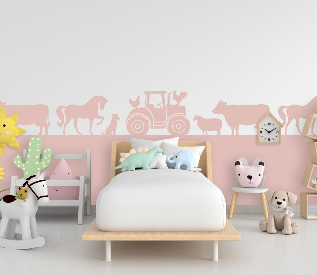 Farm Animals Wall Border Wall Decal, Scallop Decals, Farm Wall Decor Decal, Boho Nursery, Wall, Border Wall Decal