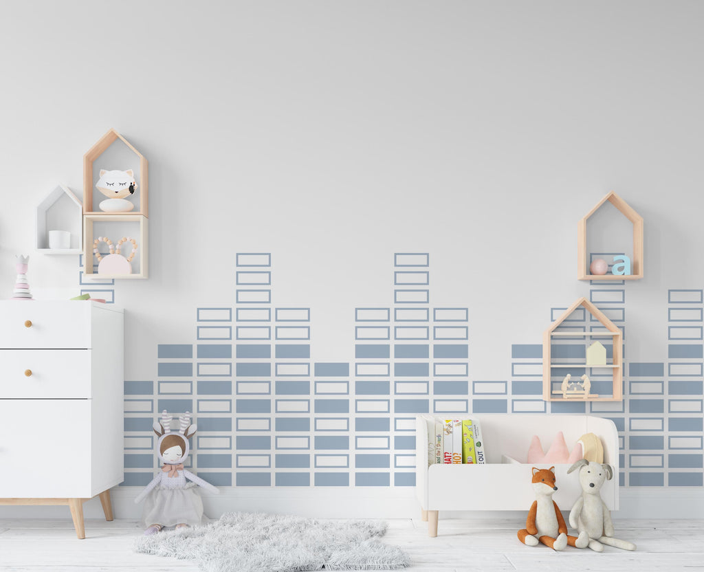 Audio Wave Wall Decal Sound Wave Wall Sticker Decor, Scalloped Wall Decal, Boho Wall Decor Decal, Boho Nursery, Border Wall Decal 758LU