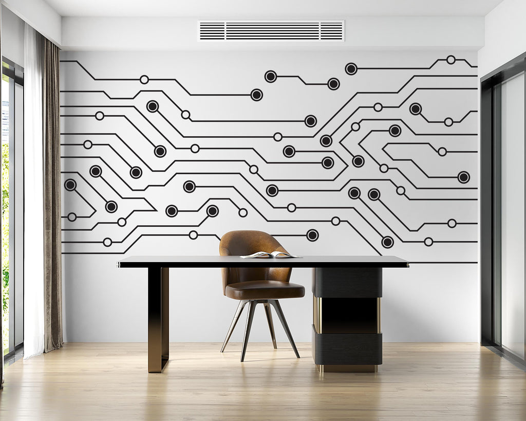 Circuit Board Wall Decal, Tech Office Decor