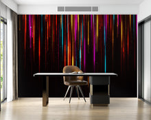 Load image into Gallery viewer, Colorful Abstract Glitch Art Wallpaper – Vibrant Vertical Digital Data Stream Wall Art – Modern Cyberpunk Office wallpaper