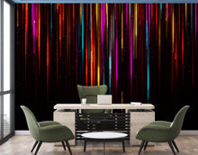 Load image into Gallery viewer, Colorful Abstract Glitch Art Wallpaper – Vibrant Vertical Digital Data Stream Wall Art – Modern Cyberpunk Office wallpaper