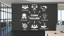 Load image into Gallery viewer, Core Values Wall Decal | Office Wall Art Quote | Teamwork Ethics Trust Innovation | Business Office Decor | Company Vinyl Sticker 741LU