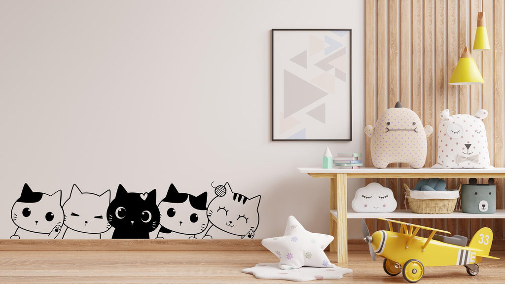 Peeking Cat Wall Art Decal, Cat wall decals, Gift for Kids, Grooming wall decor, Veterinary decals, Pet shop cat wall vinyl decal 742LU